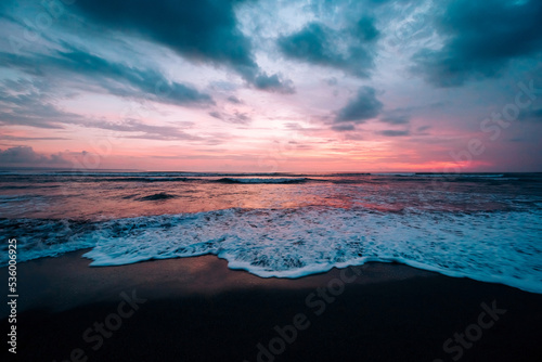sunset over the sea reflecting the colours in the ocean