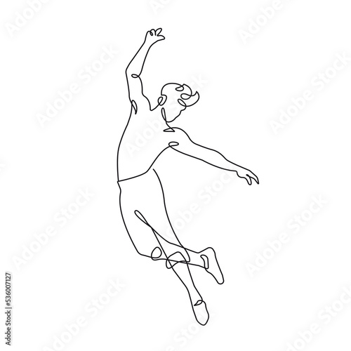 Ballet Minimalist One Line Drawing. Man Dancer Contour Illustration. Ballet Modern Minimalist Drawing. Male Dance One Line Illustration. Vector EPS 10