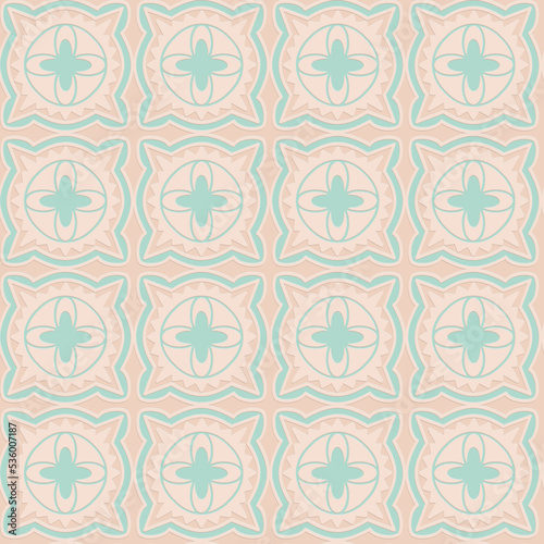 Ornate arabic seamless pattern, beige green mint color, decorative east vector illustration