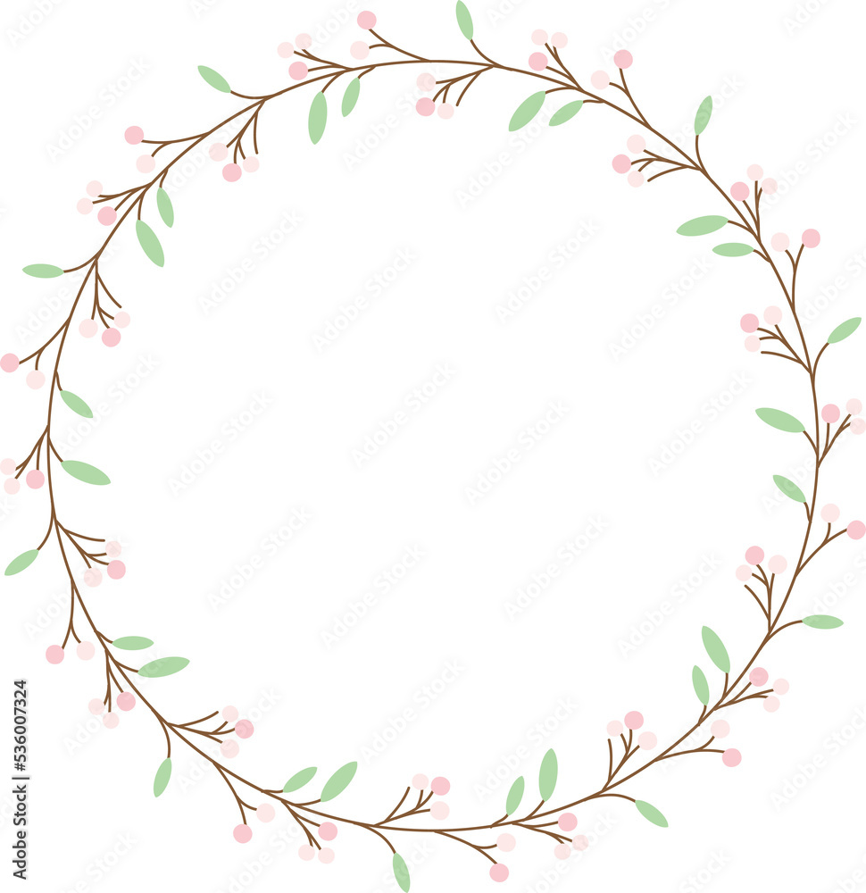 minimal flower bud heart and circle wreath