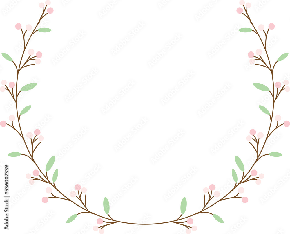 minimal flower bud heart and circle wreath