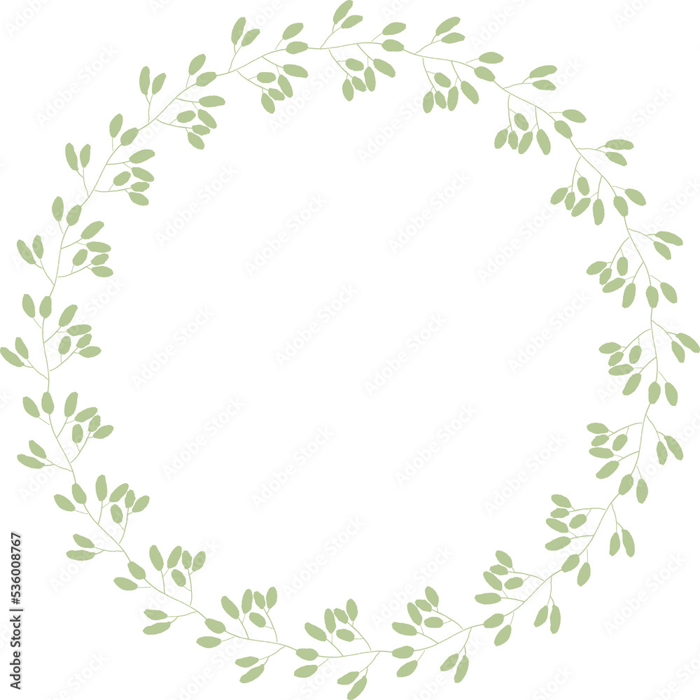 green leaves circle wreath frame flat style
