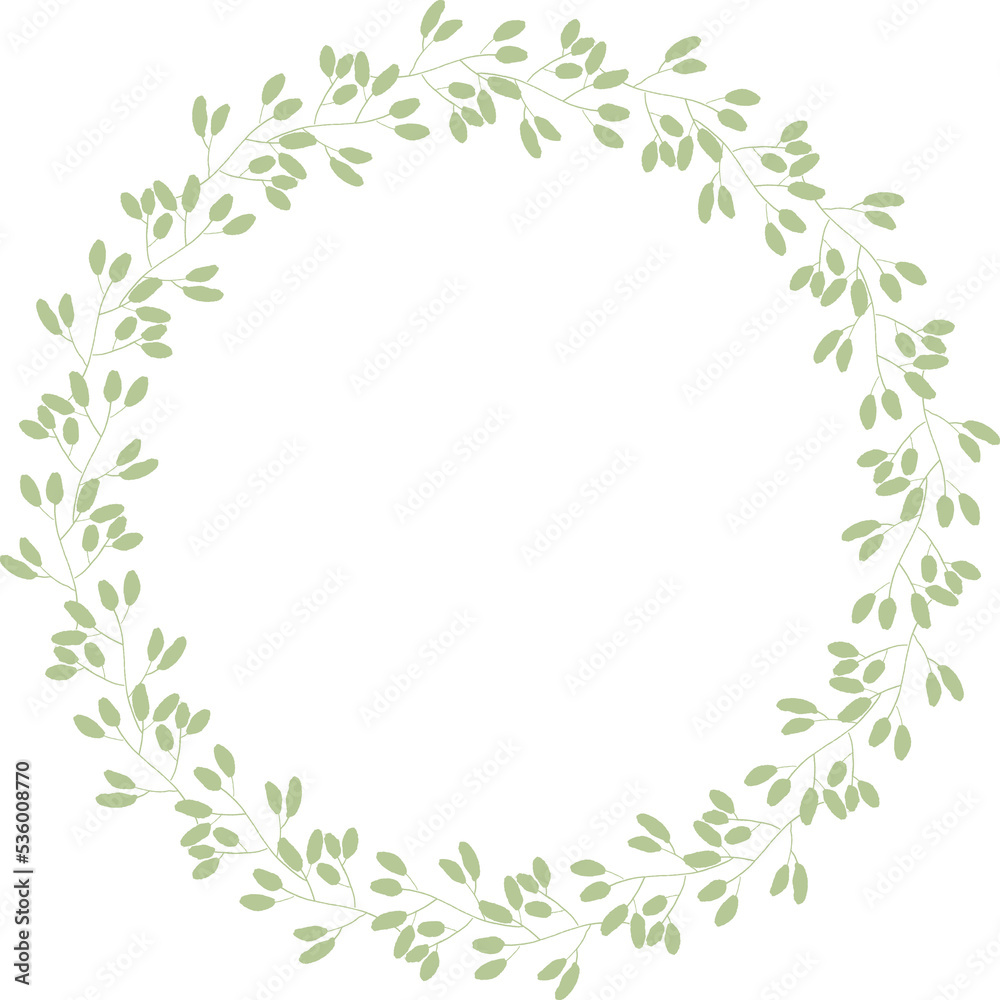 green leaves circle wreath frame flat style