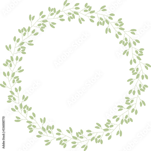 green leaves circle wreath frame flat style © Unchalee