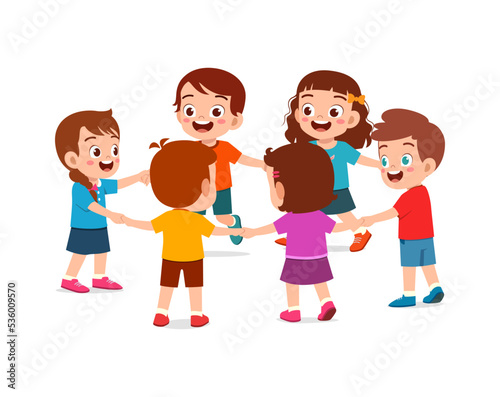 little kid holding hand and make circle formation together