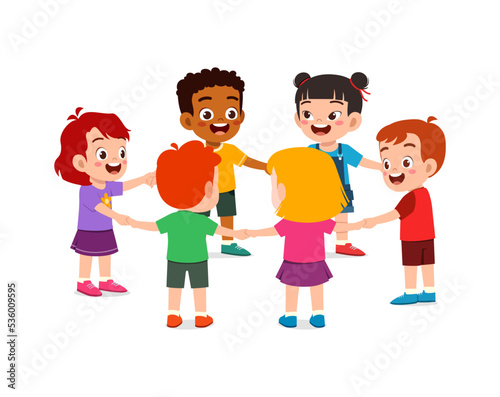 little kid holding hand and make circle formation together
