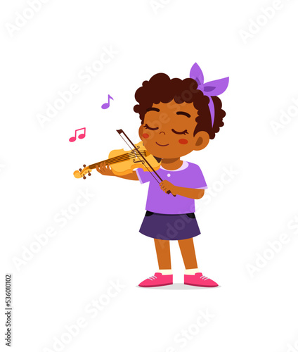 little kid play violin and feel happy