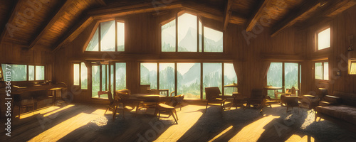 Artistic concept painting of a chalet house   background  illustration.