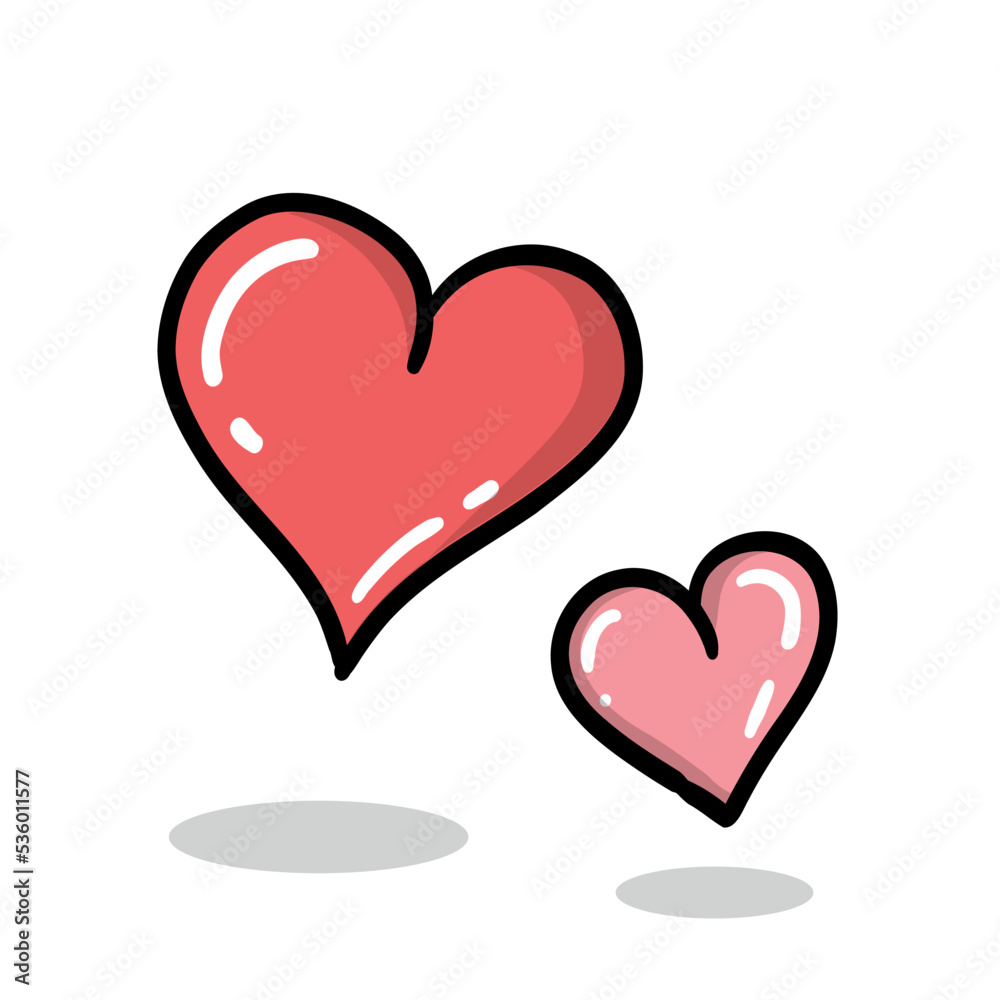 Hand drawn cute heart retro sketch. Isolated Doodle Hearts Vector Hand Drawn Illustration. Valentine's Day or Love Concept. Heart Sketch Design. Pink heart sticker can be used in all types of design.