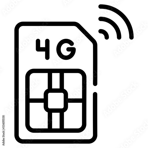 Trendy line vector of 4g sim