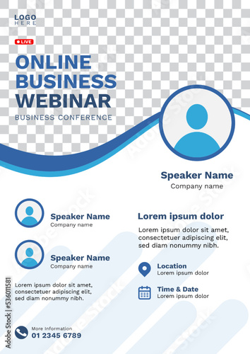 poster flyer template for seminar or webinar.suitable for business seminar flyers print