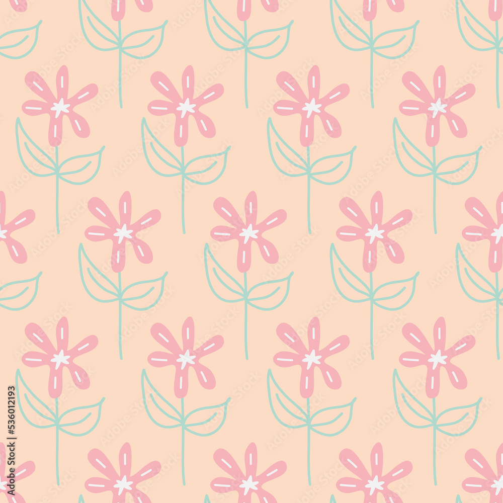 Seamless pattern flower hand drawn cute flower chamomile daisy for design