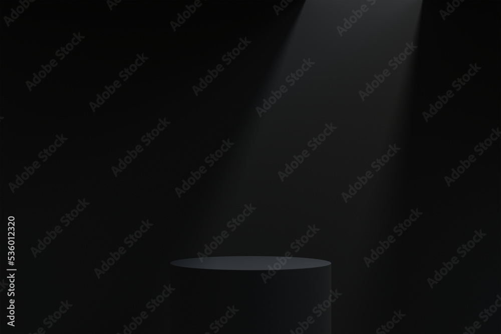 3d dark podium product platform mockup on minimal black background. Natural showcase display concept scene with shadow overlay backdrop 3d rendered illustration 3d dark podium product platform mockup on minimal black background. Natural showcase display concept scene with shadow overlay backdrop 3d rendered illustration