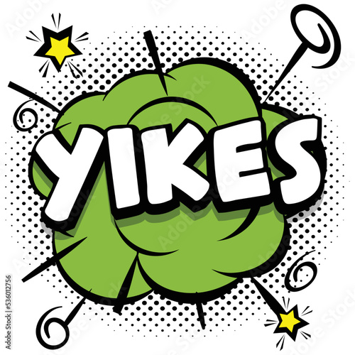 yikes Comic bright template with speech bubbles on colorful frames photo