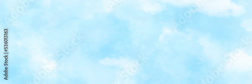 abstract watercolour painting blue sky overcast above the cloud in panorama view beautiful cloudscape for background