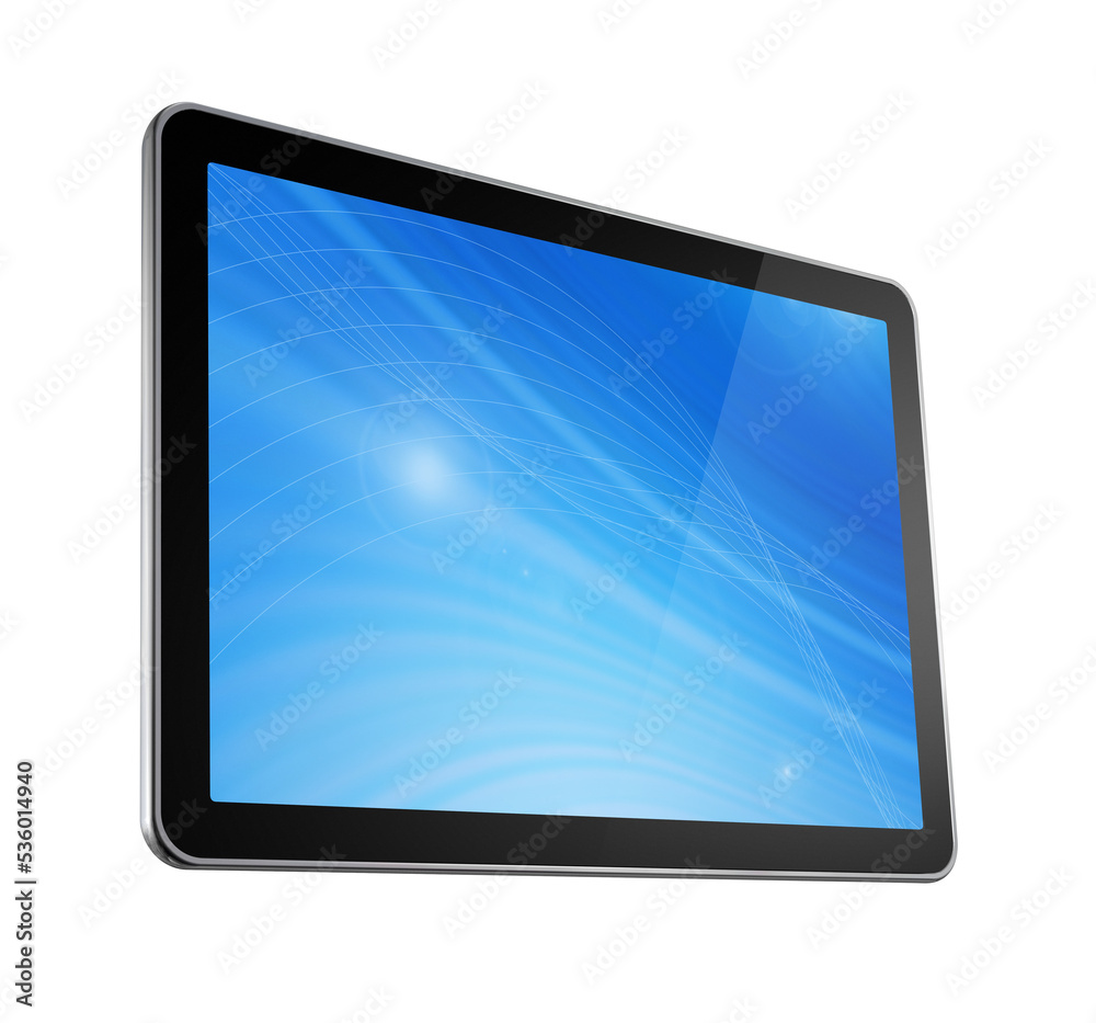 Digital tablet pc isolated on a transparent background. Blue screen