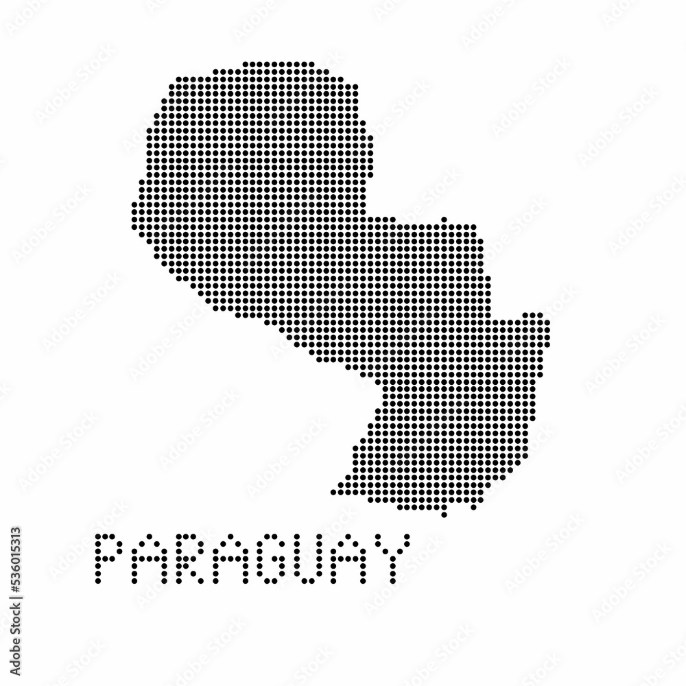Paraguay map with grunge texture in dot style. Abstract vector illustration of a country map with halftone effect for infographic.