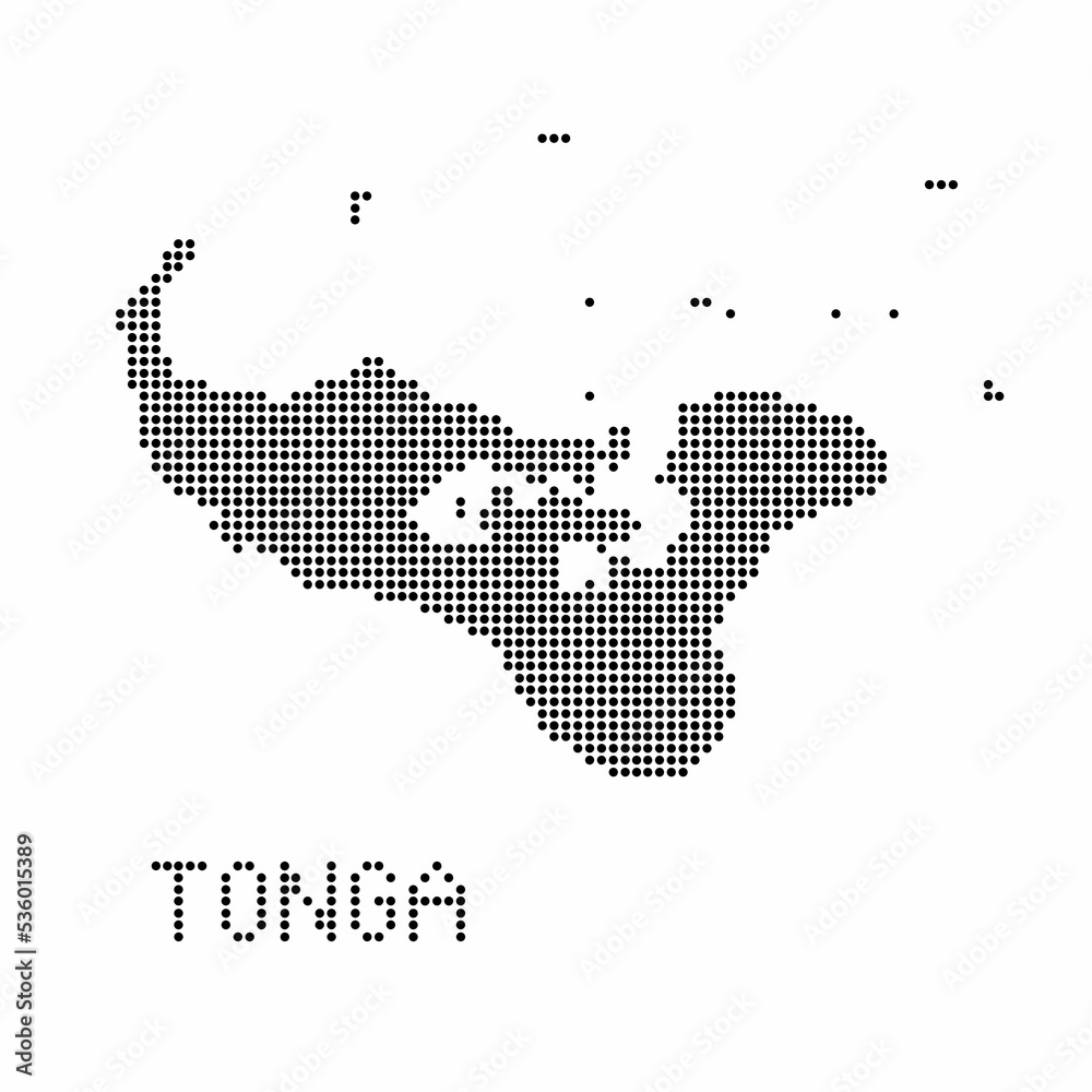 Tonga map with grunge texture in dot style. Abstract vector illustration of a country map with halftone effect for infographic.