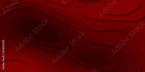 abstract red 3d papercut background. Abstract realistic papercut decoration textured with wavy layers. 3d topography relief backgrund. Abstract modern geometric shape multi laye papercut luxury.