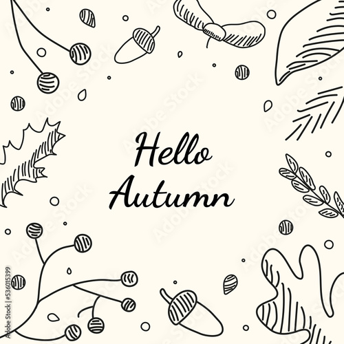 Autumn background with one-line elements