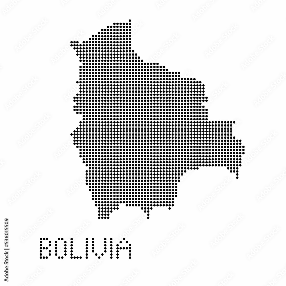 Bolivia map with grunge texture in dot style. Abstract vector illustration of a country map with halftone effect for infographic.