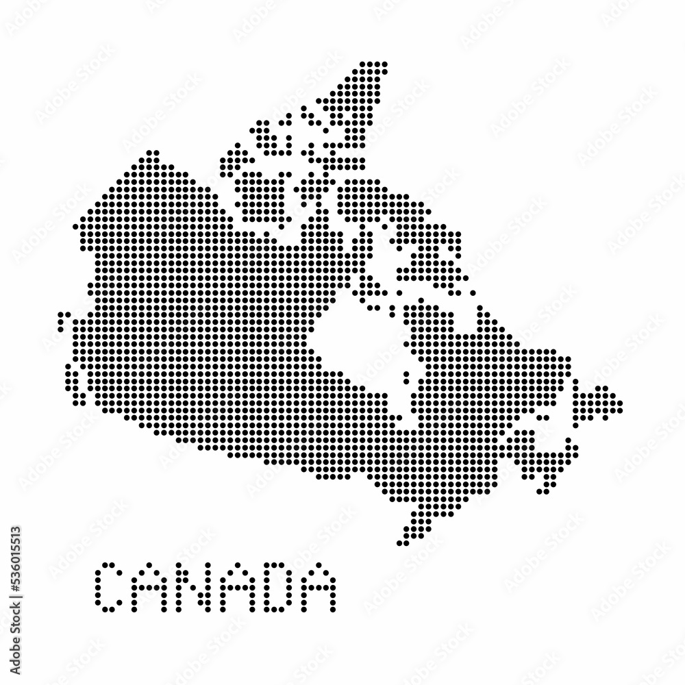 Canada map with grunge texture in dot style. Abstract vector illustration of a country map with halftone effect for infographic.