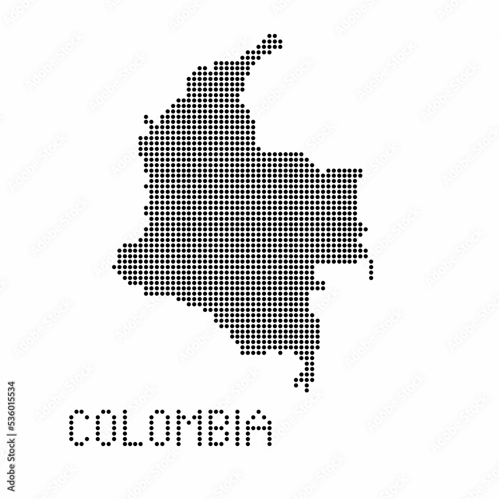 Colombia map with grunge texture in dot style. Abstract vector illustration of a country map with halftone effect for infographic.