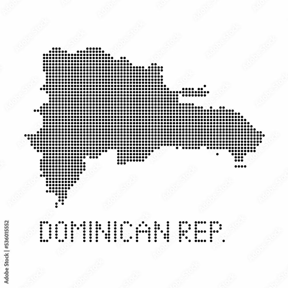 Dominican Republic map with grunge texture in dot style. Abstract vector illustration of a country map with halftone effect for infographic.