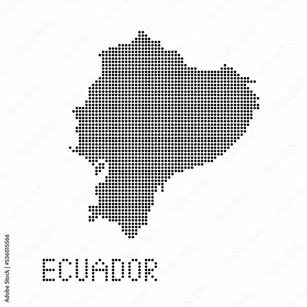 Equador map with grunge texture in dot style. Abstract vector illustration of a country map with halftone effect for infographic.