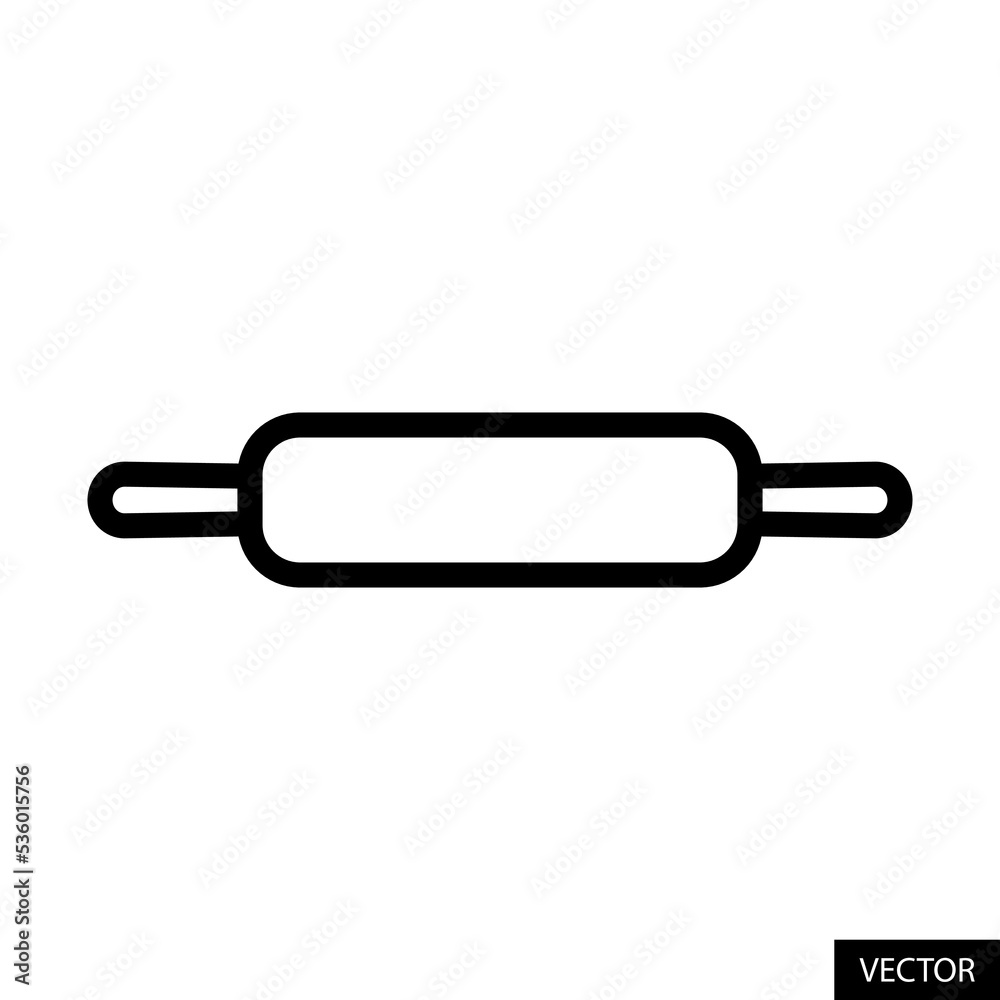 Rolling pin vector icon in line style design for website design, app, UI, isolated on white background. Editable stroke. Vector illustration. Rolling pin vector icon in line style design for website design, app, UI, isolated on white background. Editable stroke. Vector illustration.
