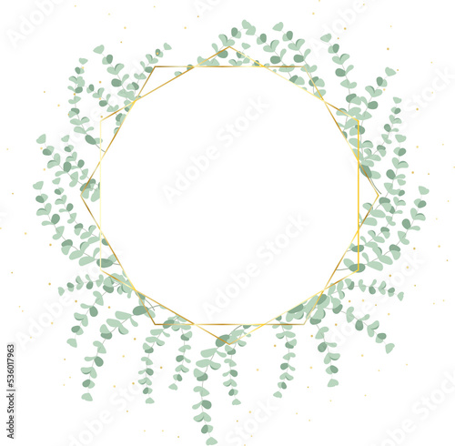 silver dollar eucalyptus leaf wreath with luxury golden frame and glitter