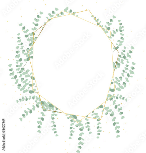 silver dollar eucalyptus leaf wreath with luxury golden frame and glitter