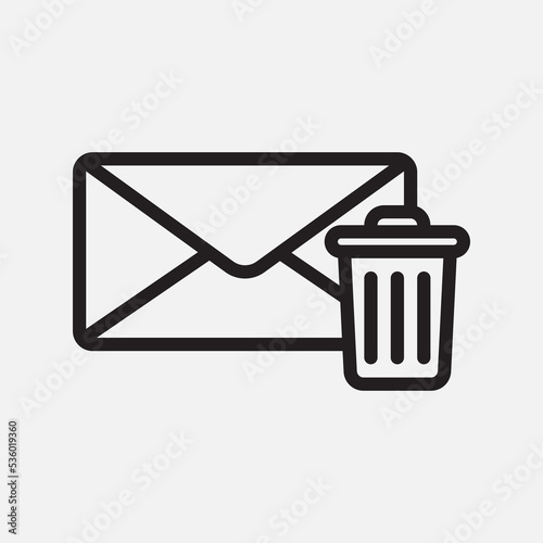 Trash icon in line style about email, use for website mobile app presentation