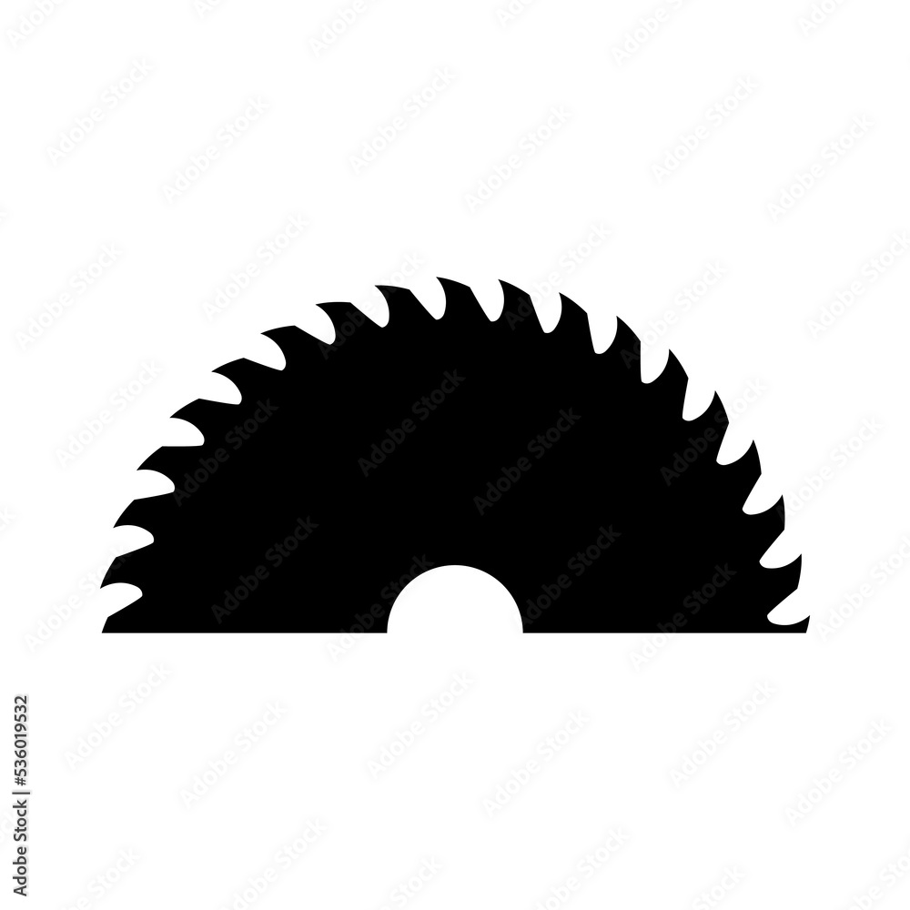 A circular saw blade. Half sawblade. Vector isolated illustration on