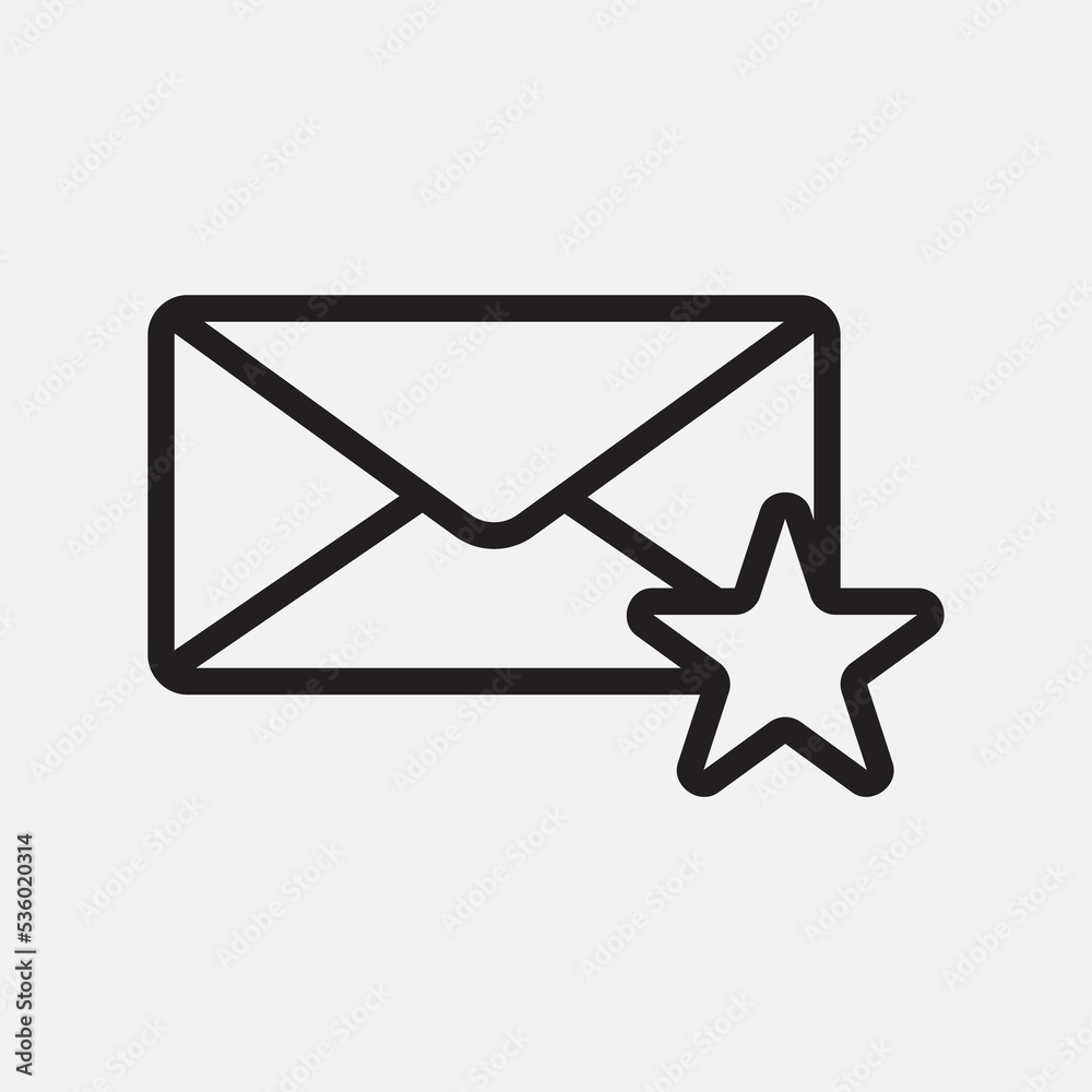 Favourite icon in line style about email, use for website mobile app presentation Favourite icon in line style about email, use for website mobile app presentation