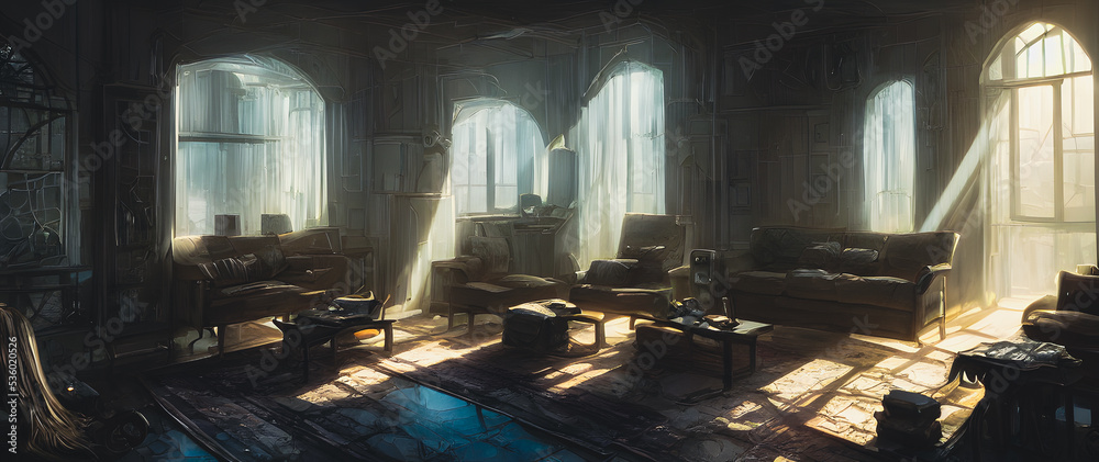 Artistic concept painting of a beautiful living room interior, background illustration. Artistic concept painting of a beautiful living room interior, background illustration.