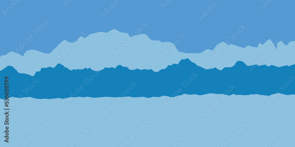 Vector Blue Beautiful Background with Silhouettes of Mountains. Torn Paper Silhouettes. Vector Blue Beautiful Background with Silhouettes of Mountains. Torn Paper Silhouettes.