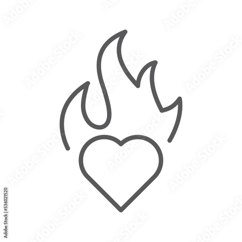 Burning heart line icon. linear style sign for mobile concept and web design