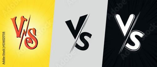 Set of Vs versus logo illustration. Versus Or VS Letters Logo symbol design template.