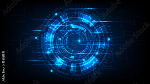 Vector blue abstract digital circuit technology with concept communication.
