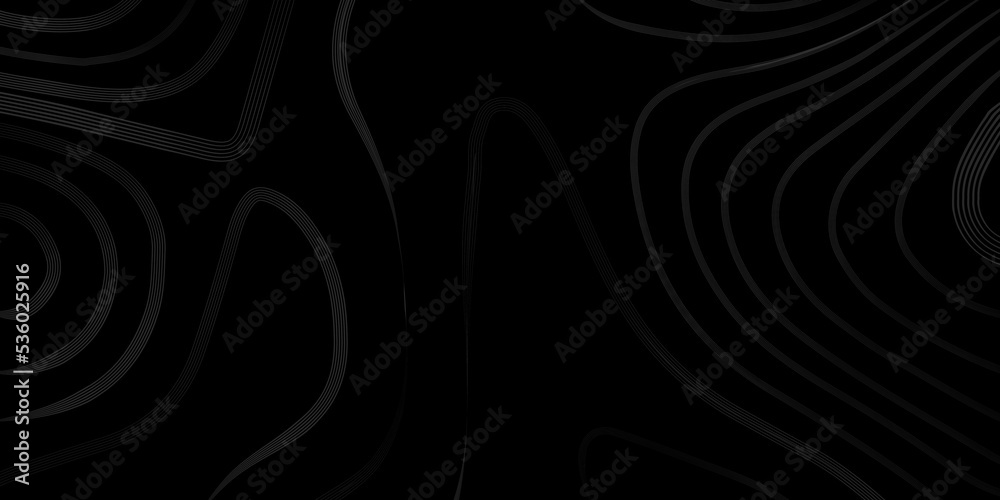 Dark background with black topo, luxury black abstract line art background vector. illustration of topographic contour map, abstract stylized topographic contour elevation in lines and contours.