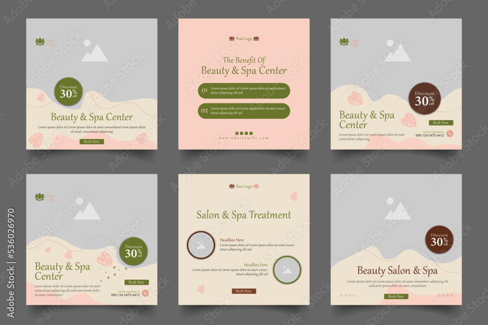beauty and spa social media post template. minimal fully editable promo web banner poster layout for relax massage square post vector illustrator. 