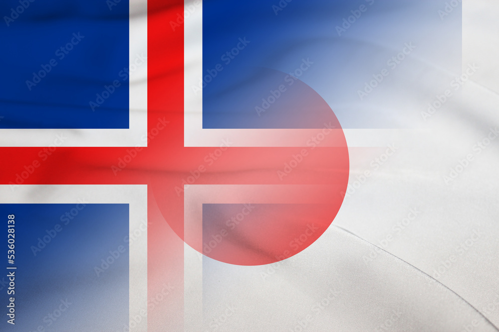 Fototapeta premium Iceland and Japan political flag international relations JPN ISL