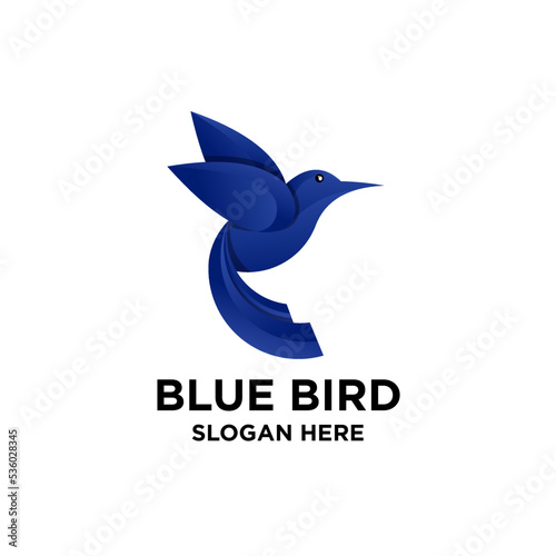 Blue Bird Gradient Modern Logo Company Vector Template