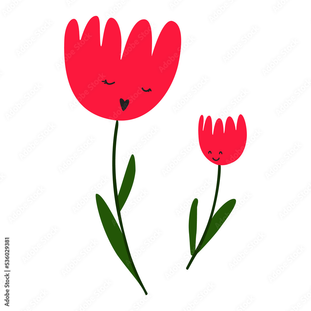 Beautiful Cute Cartoon Floral illustration graphics isolated on Png transparent background