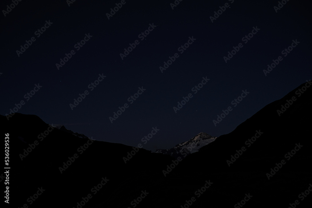 Mount Aspiring by night from Cascade Saddle, Aspiring National Park, New Zealand