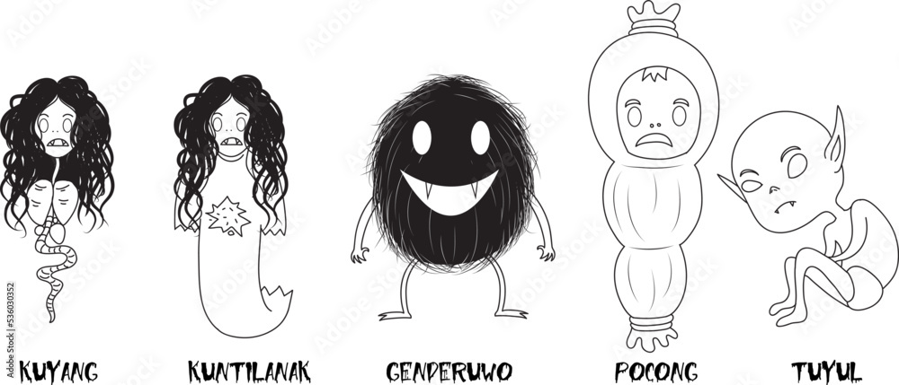 cute cartoon karakter hantu indonesia halloween