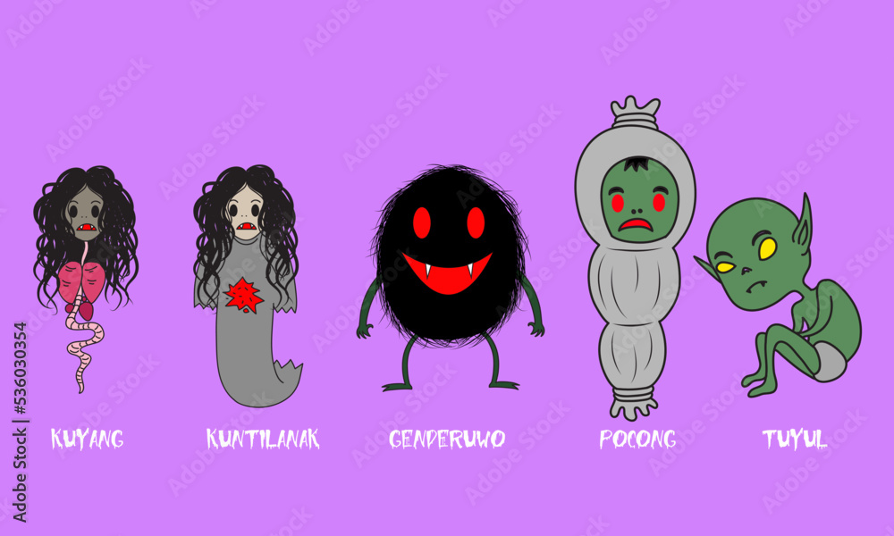 cute cartoon karakter hantu indonesia halloween