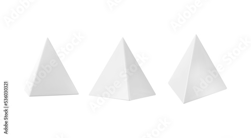Vector 3d white pyramid. Realistic 3d object.