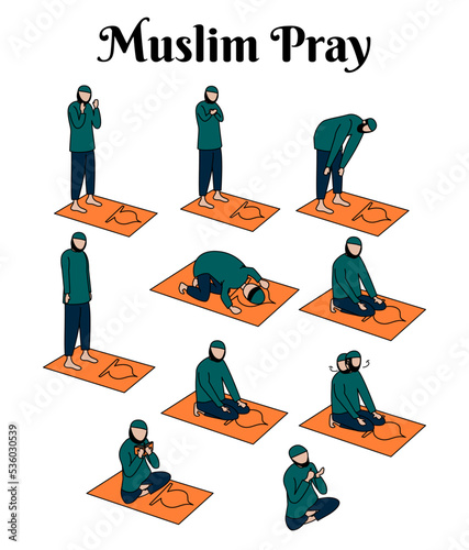 Islamic salah prayer vector illustration